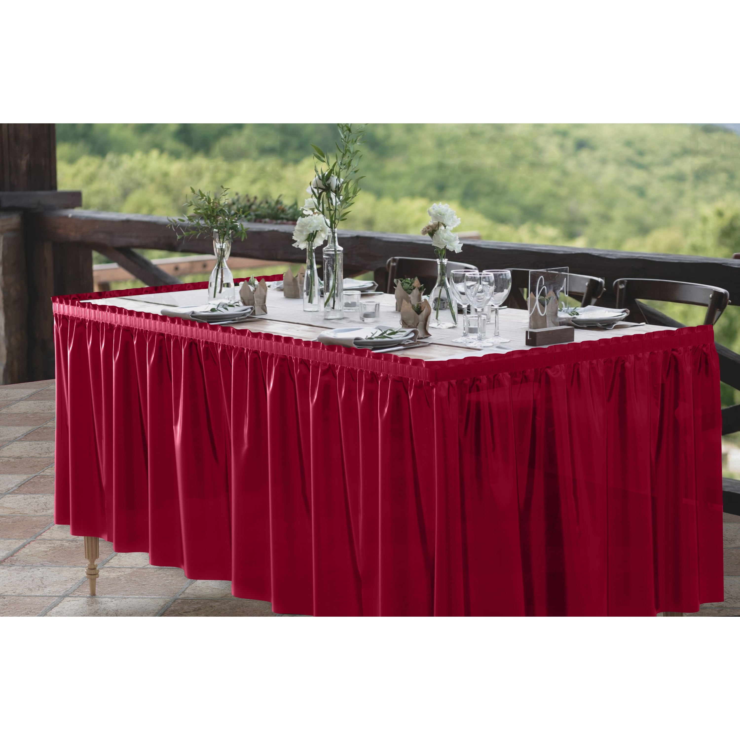 Burgundy Plastic Table Skirt