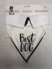 "Best Dog" Wedding Bandana with Bow Tie - Black & White