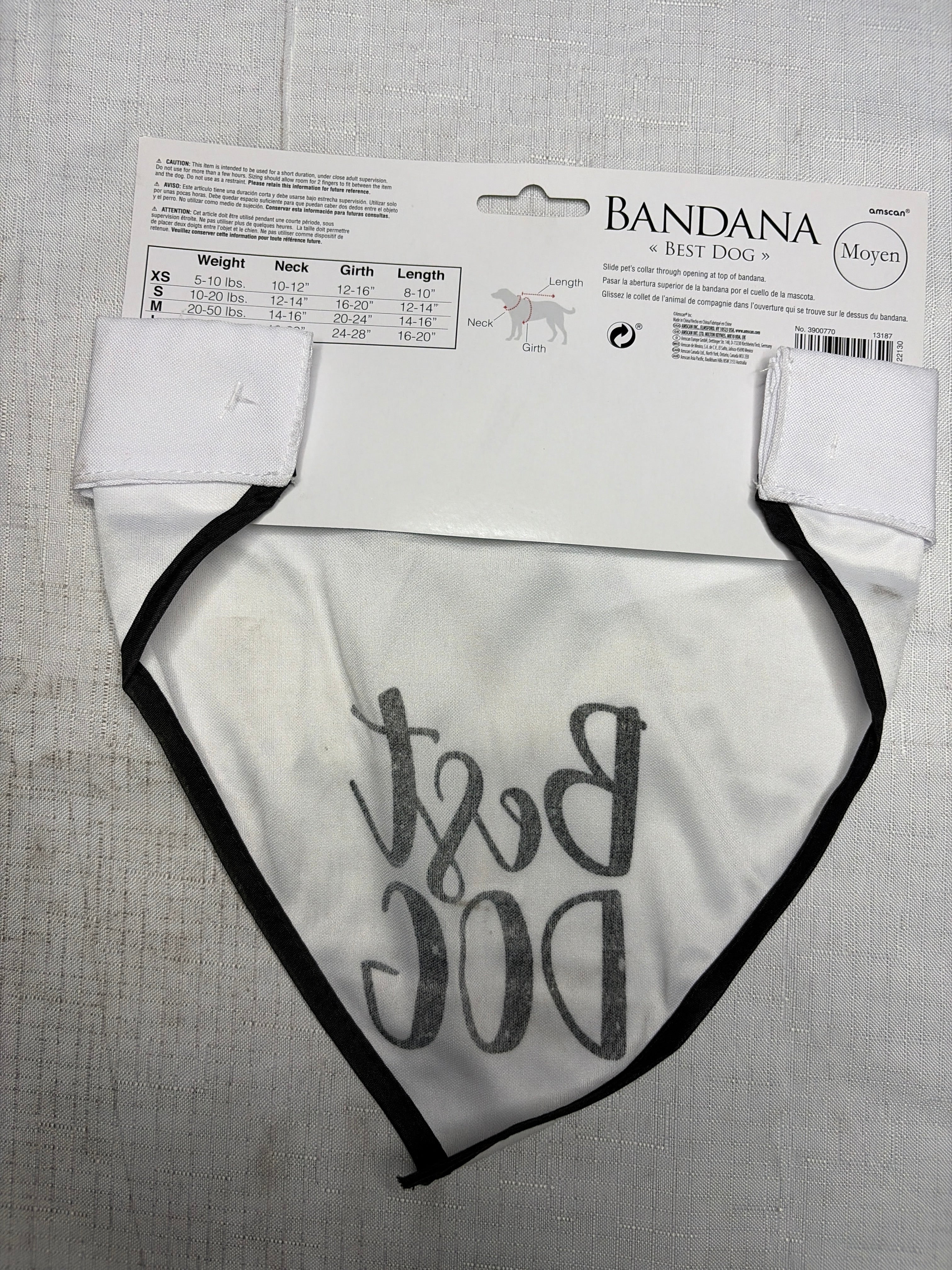 "Best Dog" Wedding Bandana with Bow Tie - Black & White