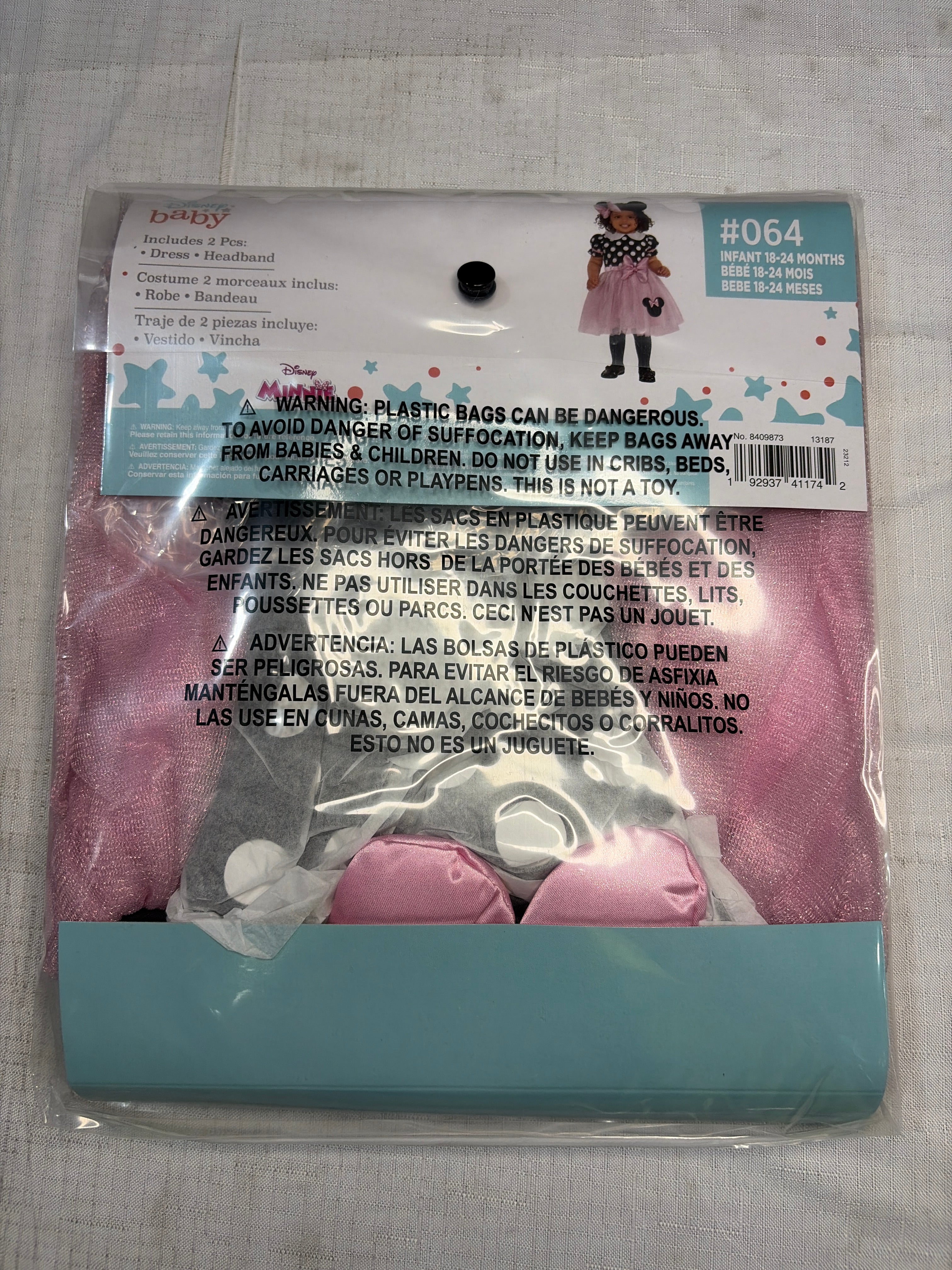 Infant Minnie Mouse Pink Halloween Costume with Headband