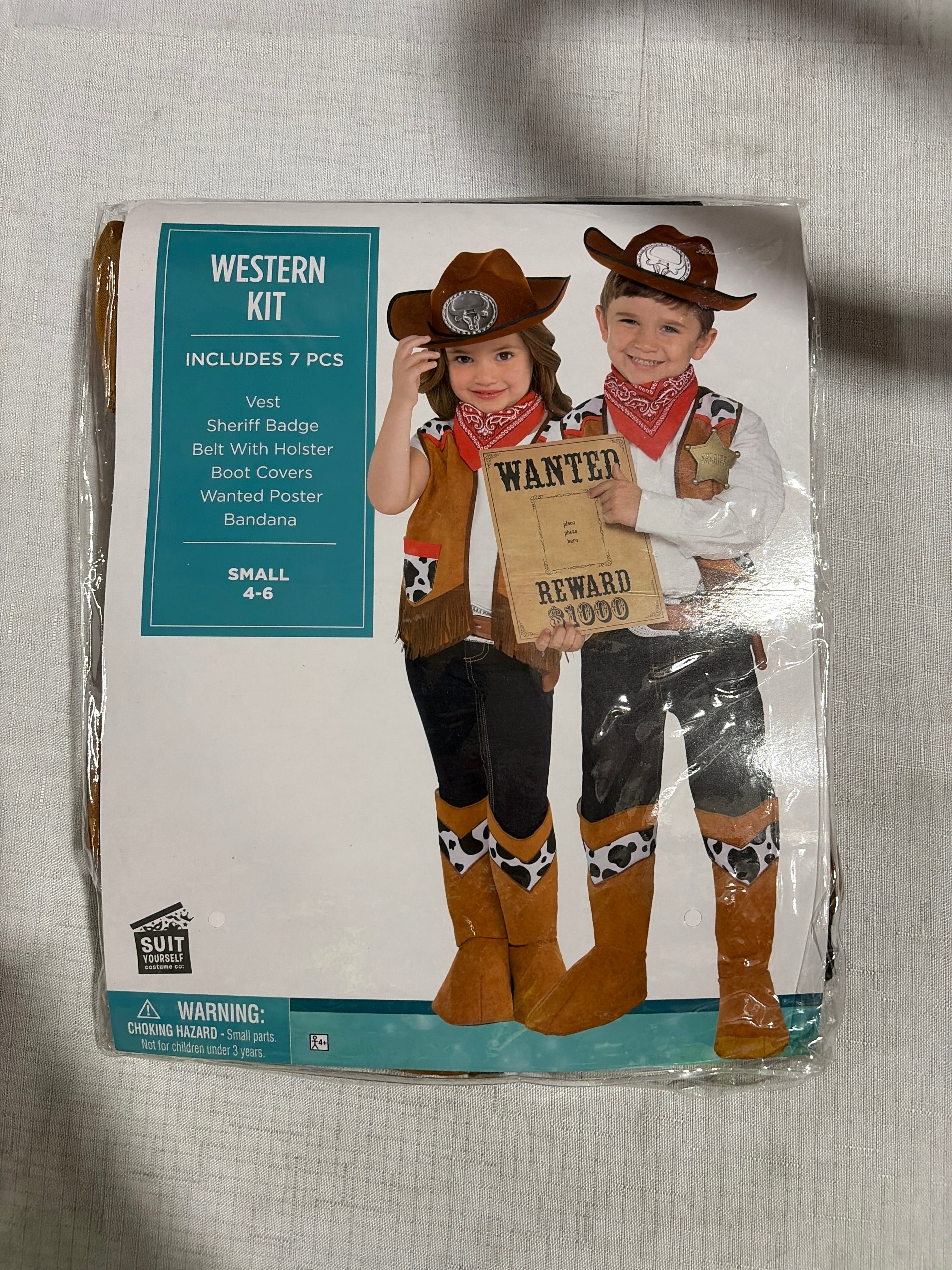 Kids' Cowboy Sheriff Costume Kit for Halloween - Child S (4-6)