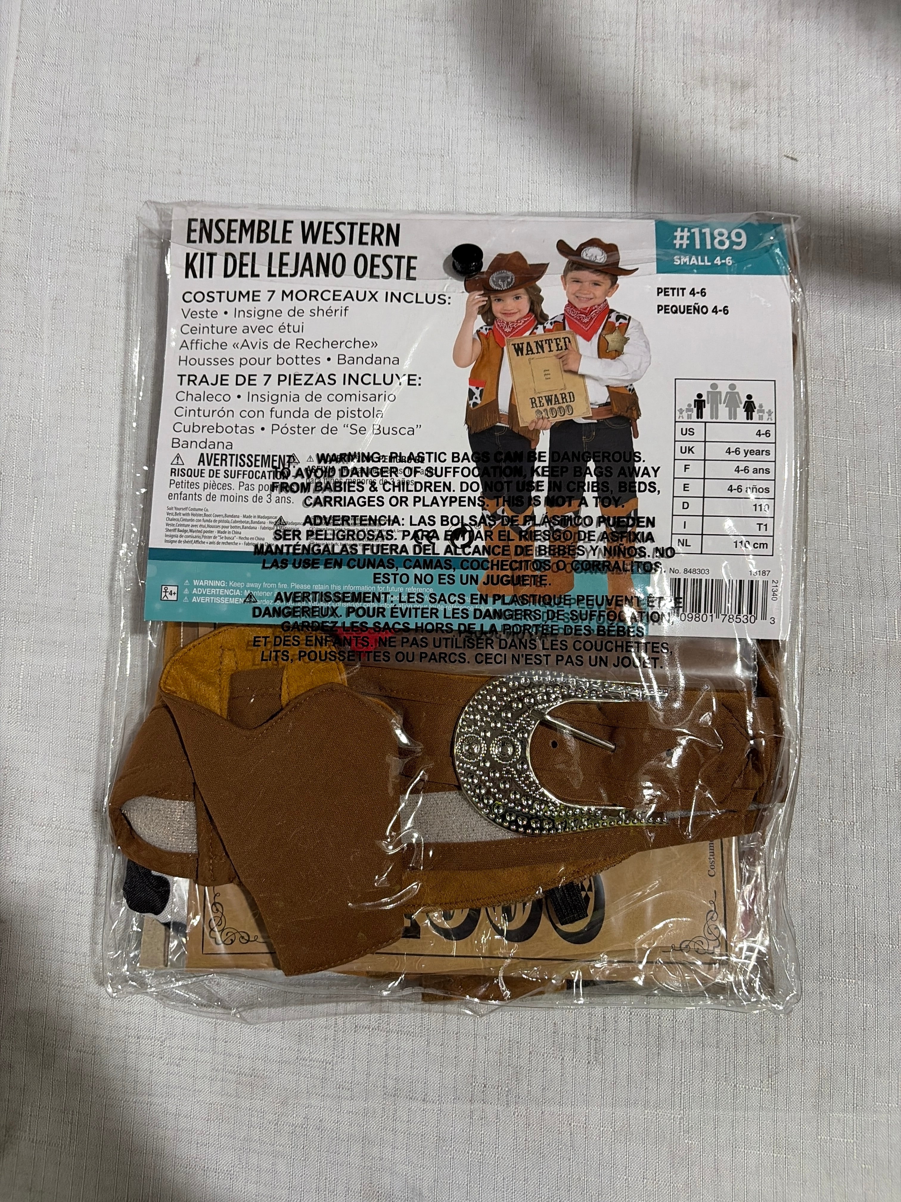 Kids' Cowboy Sheriff Costume Kit for Halloween - Child S (4-6)