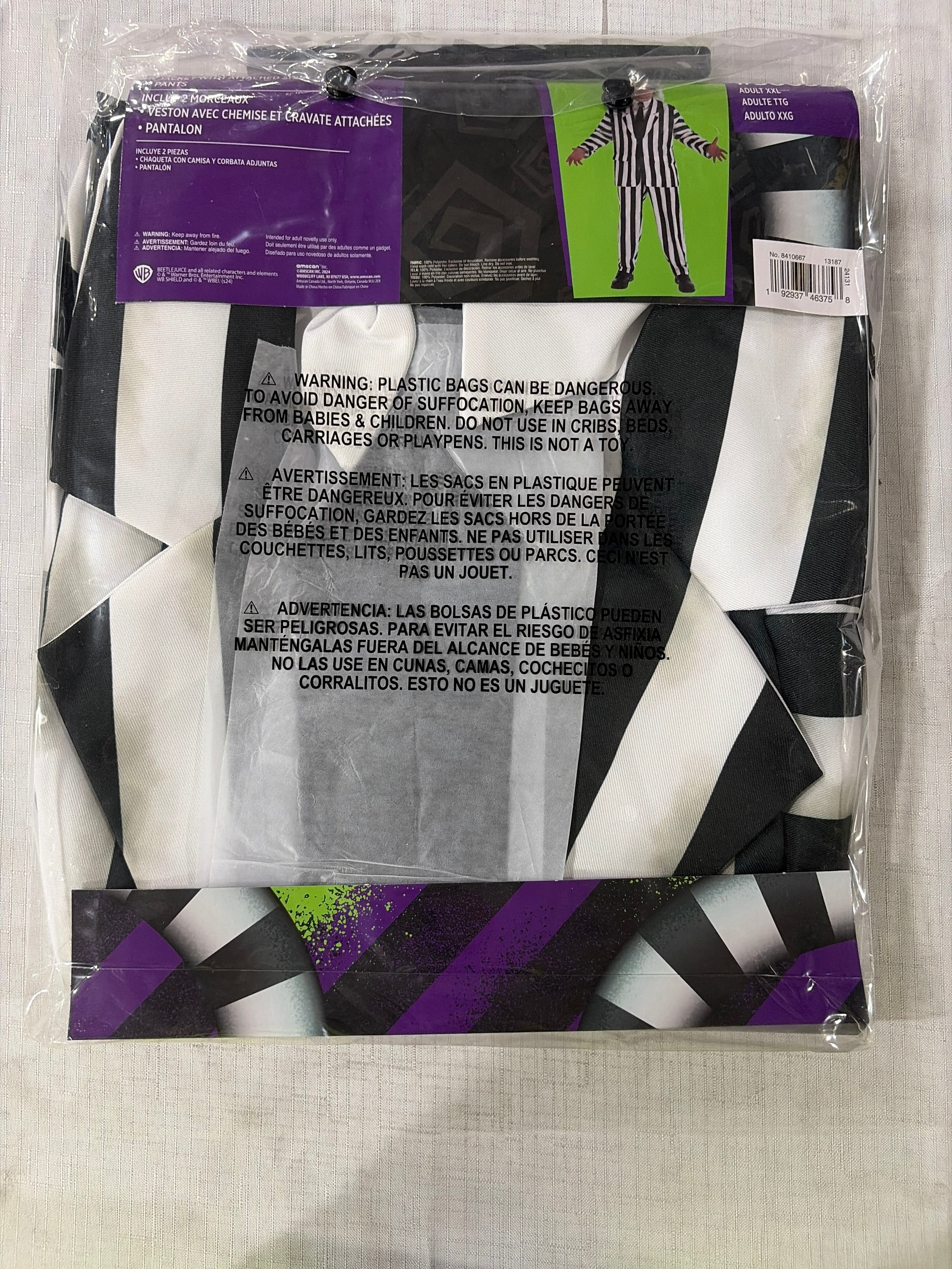 Men's Classic Beetlejuice Striped Halloween Costume