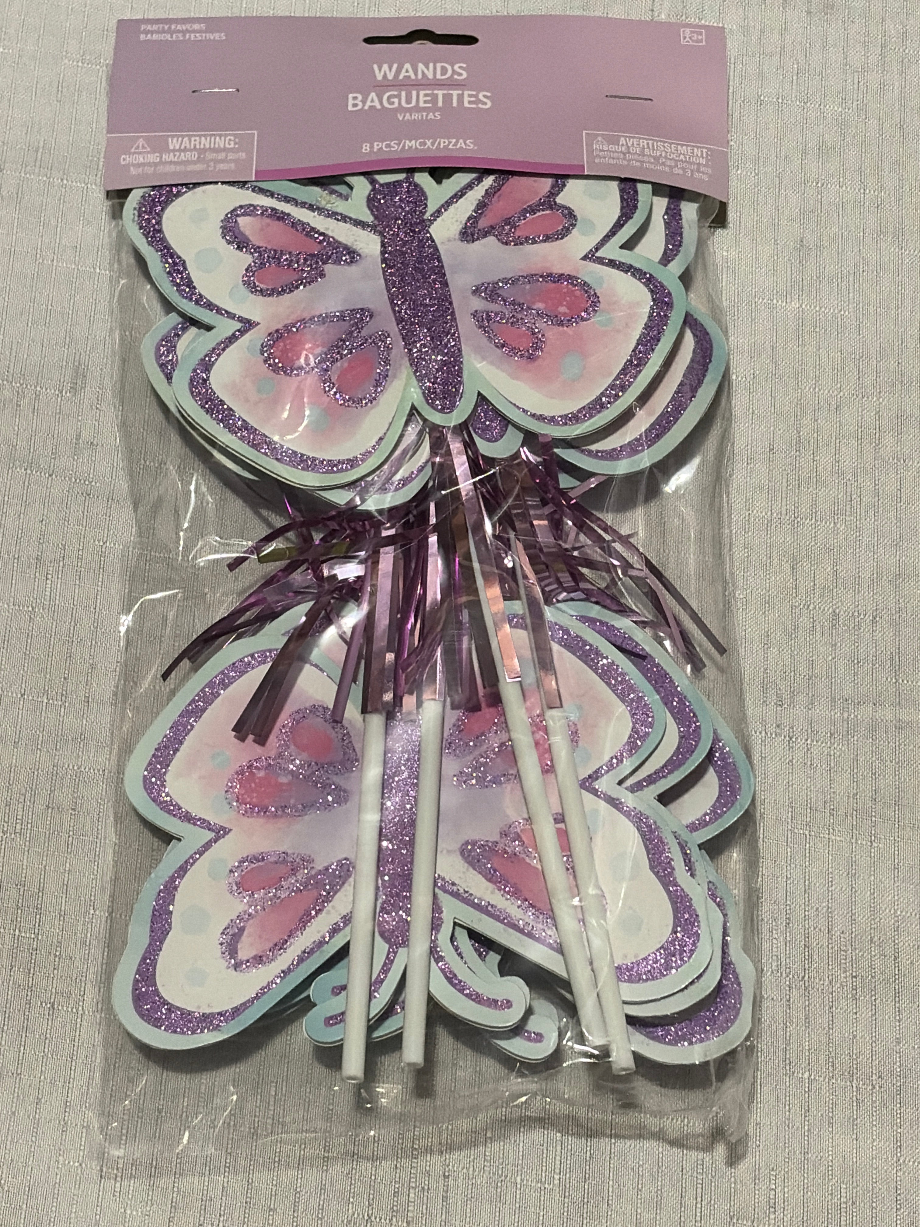 Magical Butterfly Flutter Paper Wands - 8 Pack