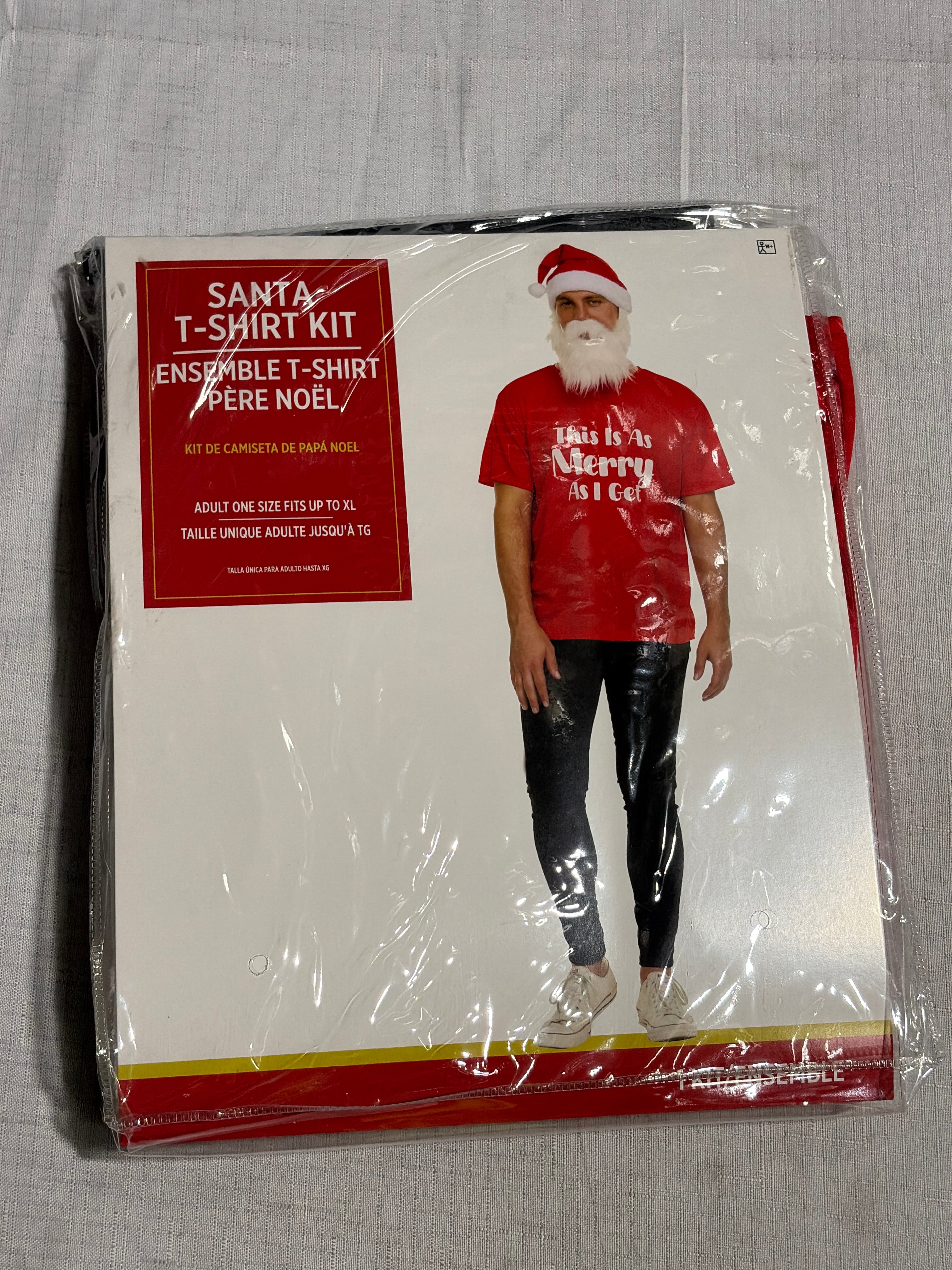Festive Santa Hat, Beard & T-Shirt Set - One Size