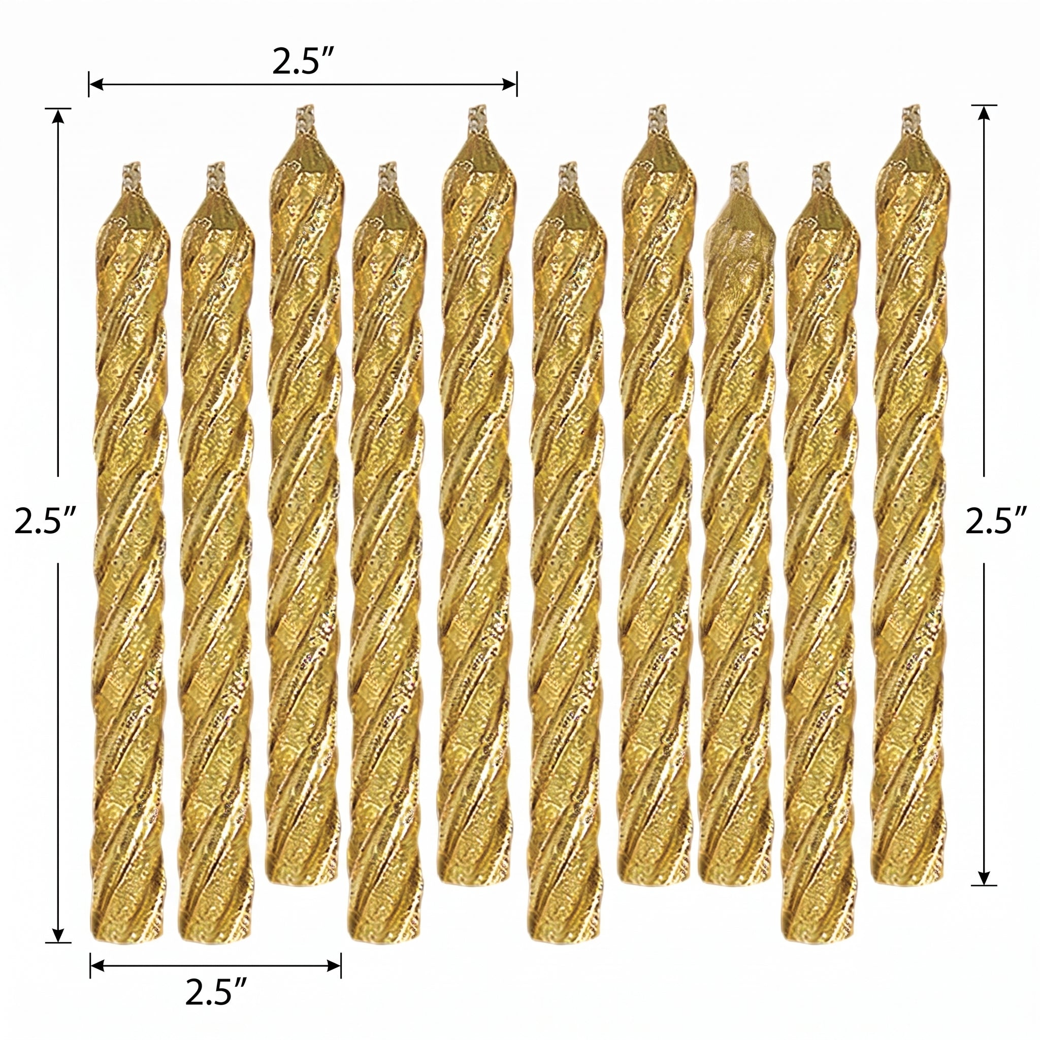 Elegant Gold Spiral Birthday Candles, 3.2-inch, 12-Pack