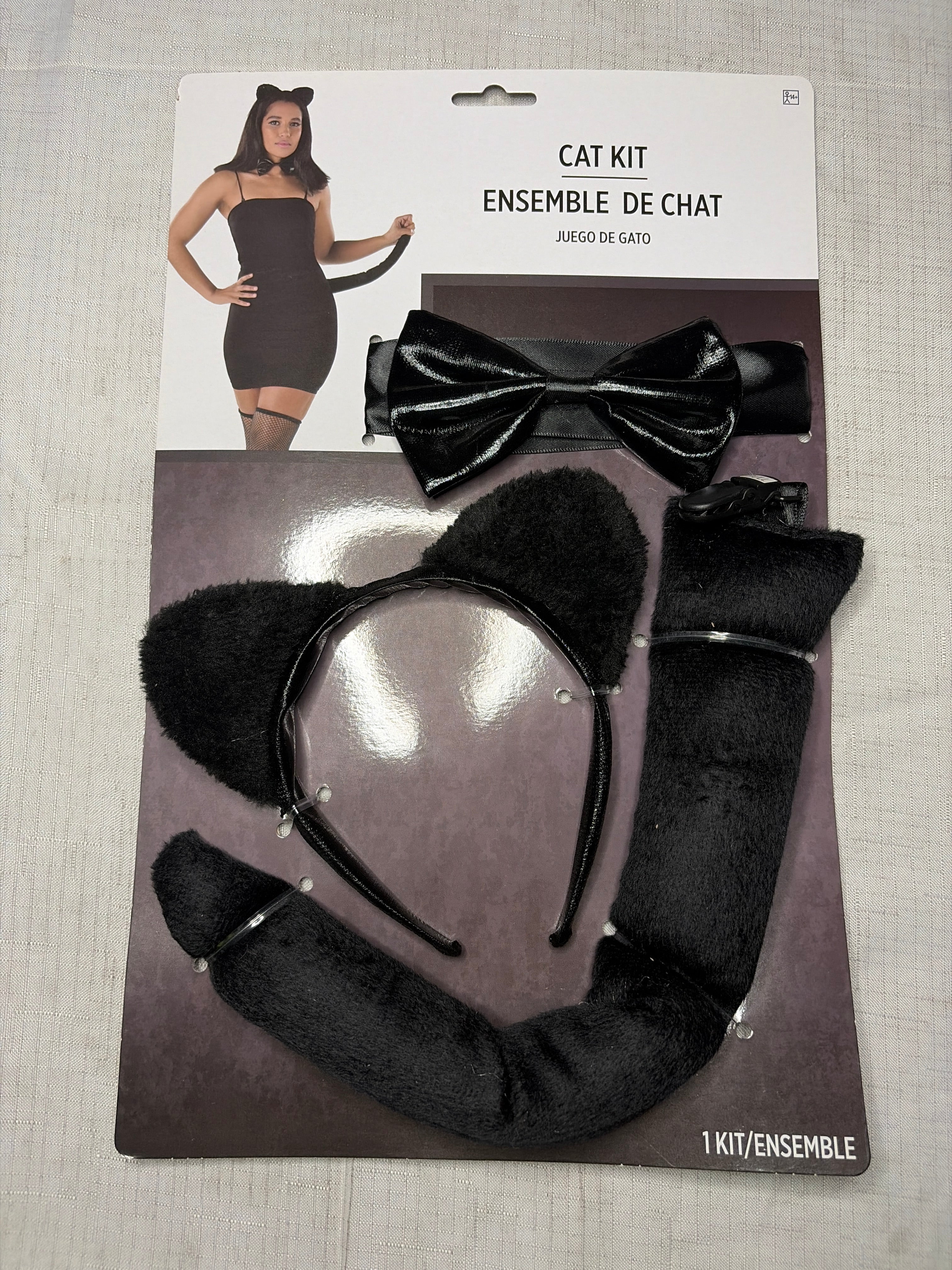 Adult Cat Costume Accessory Kit - Headband, Tail & Bow Tie