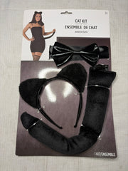 Adult Cat Costume Accessory Kit - Headband, Tail & Bow Tie