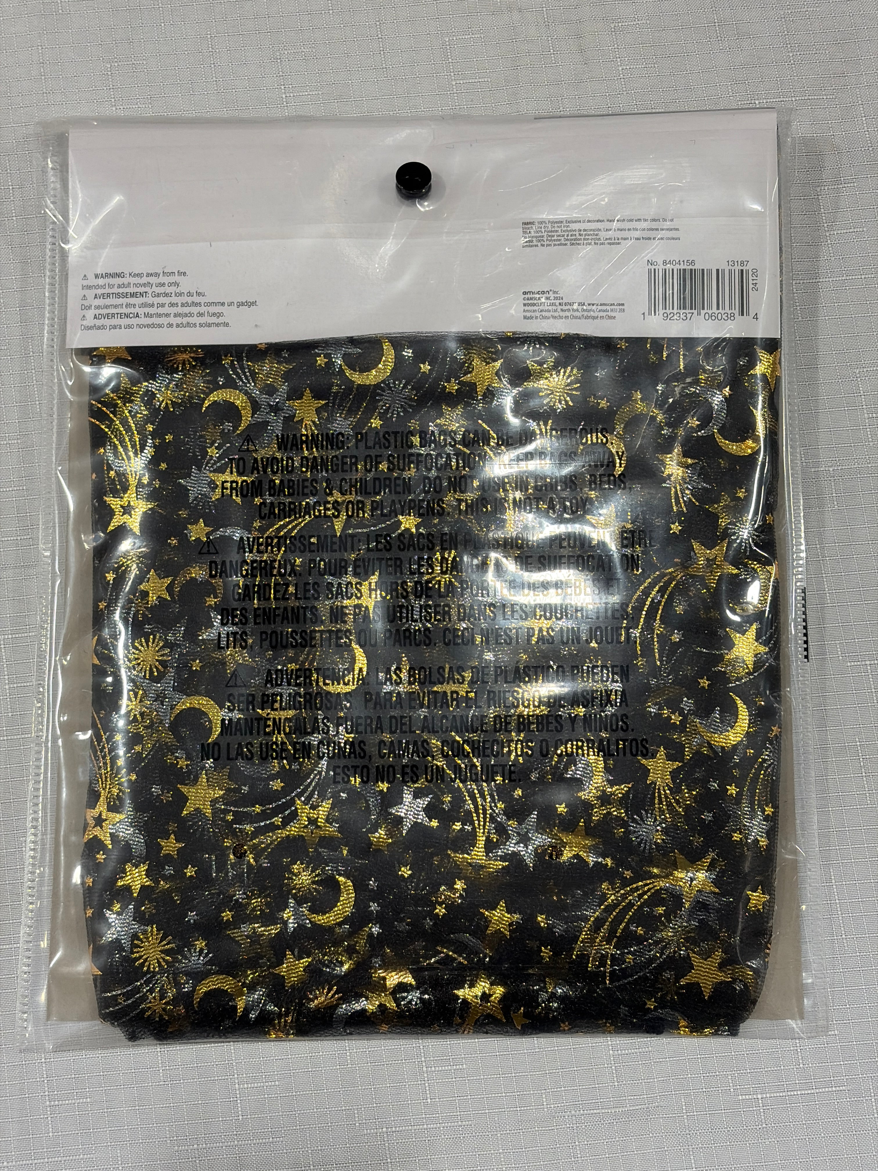 Celestial Hooded Cape - Sheer Black with Gold Stars & Moons