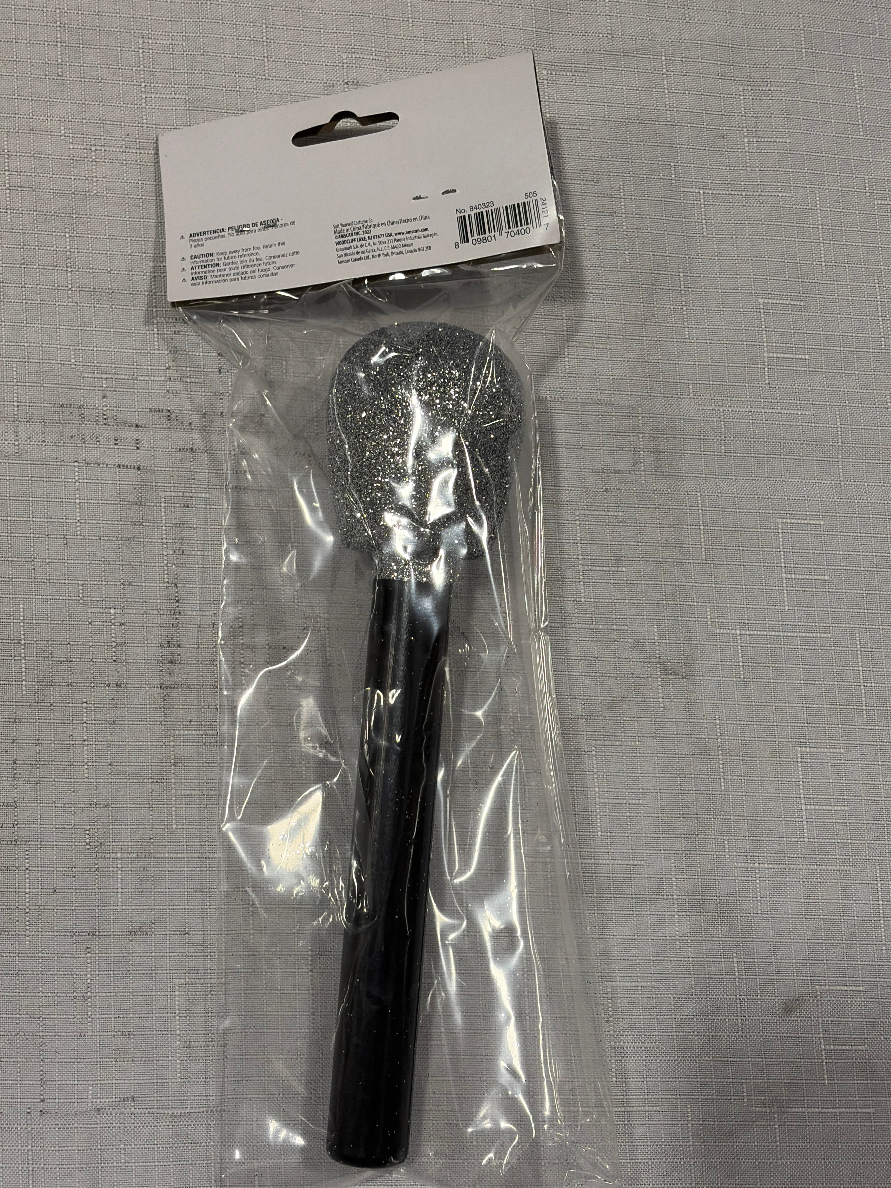 Glitter Microphone Costume Prop - Black/Silver