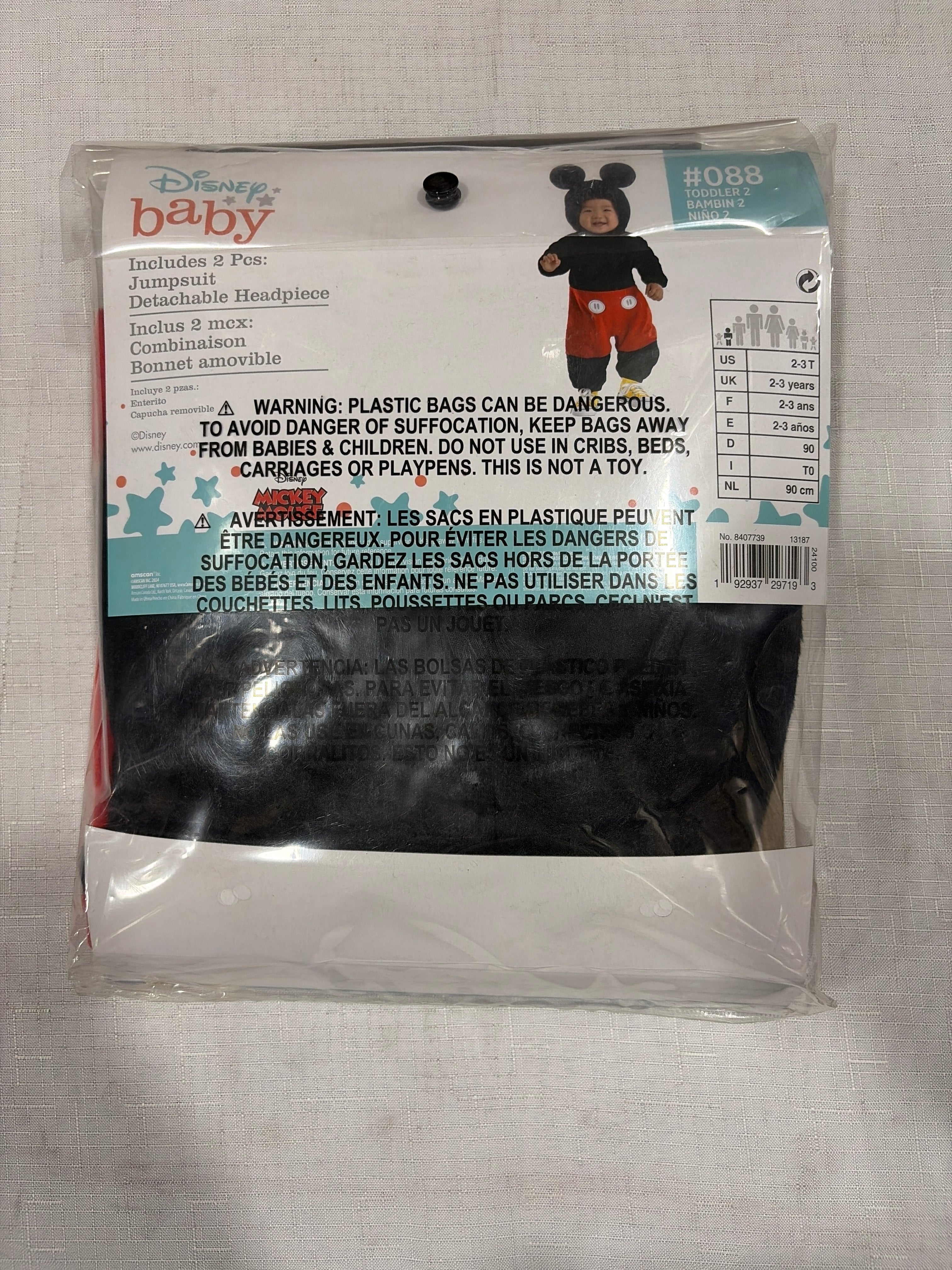 Classic Mickey Mouse Infant Costume - Toddler (2-3)