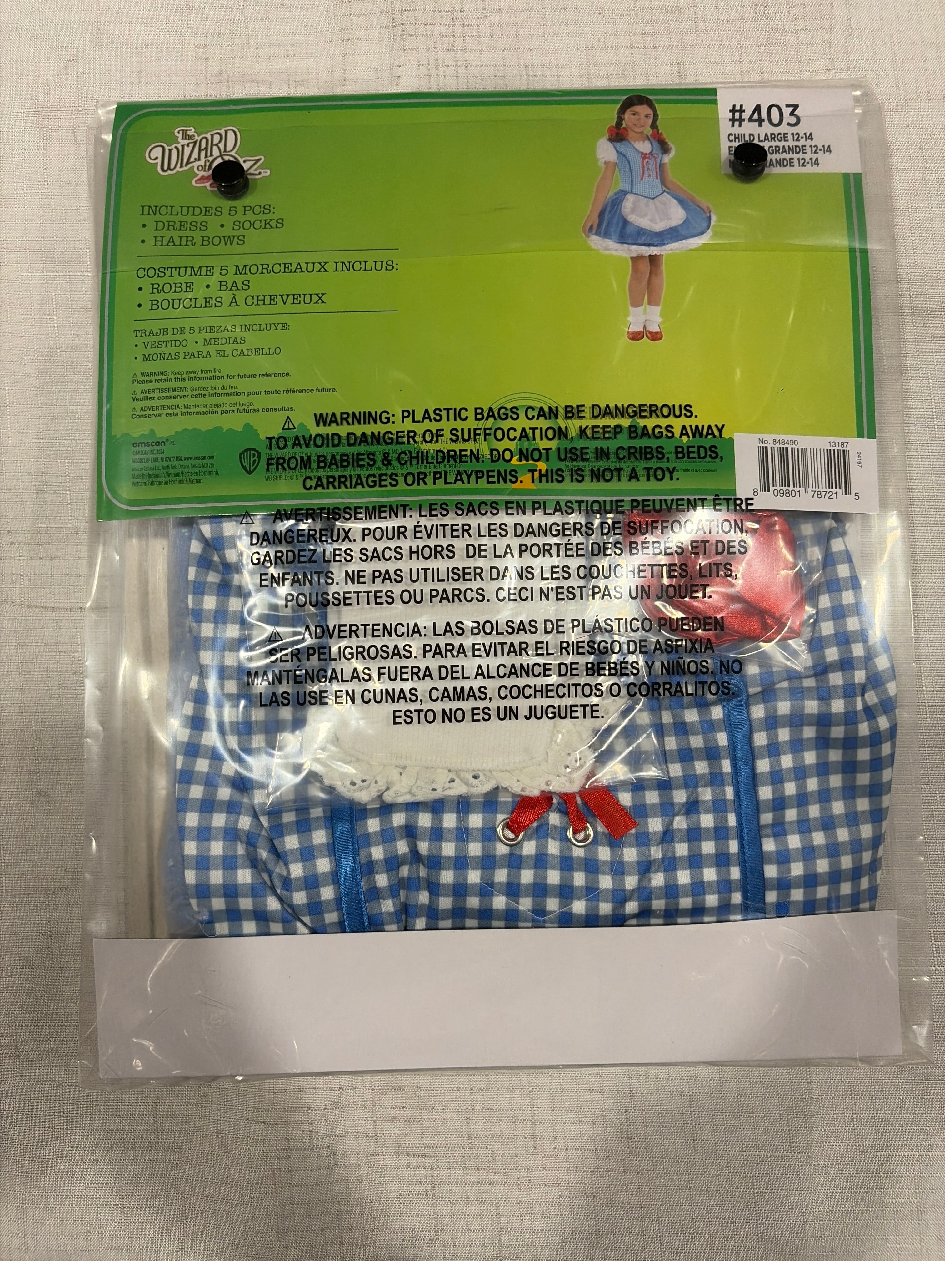 Kids' Wizard of Oz Dorothy Halloween Costume - Child L (12-14)