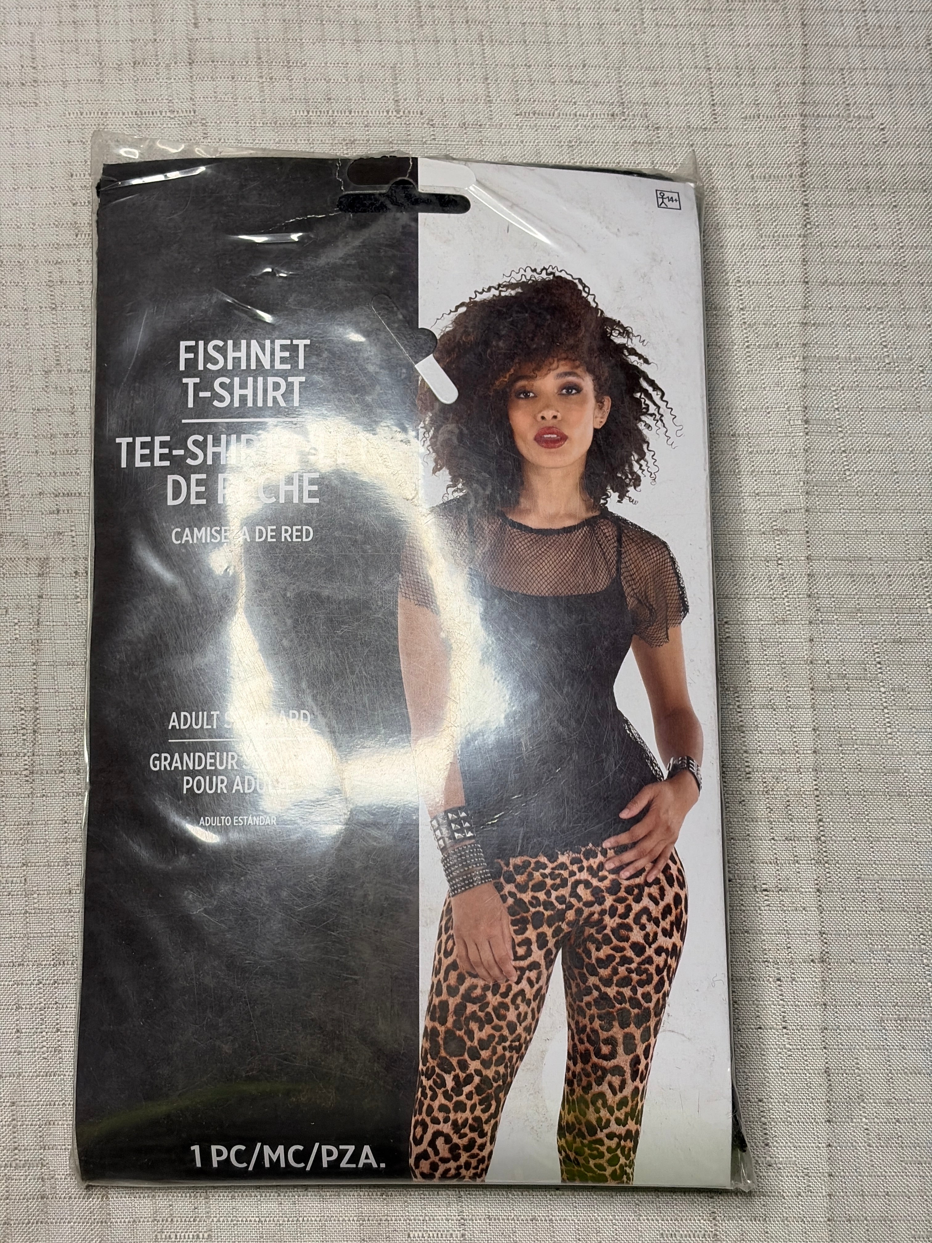 Black Fishnet Cropped T-Shirt - 80s Costume Accessory
