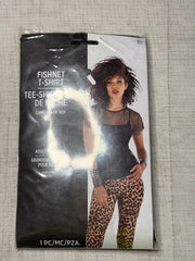 Black Fishnet Cropped T-Shirt - 80s Costume Accessory
