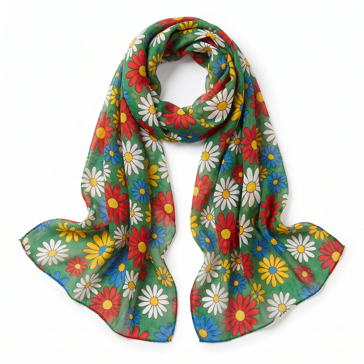 Vibrant Floral Hippie Headscarf - 1960s Costume Accessory