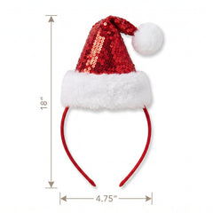Sparkling Sequin Santa Headband with Plush Trim