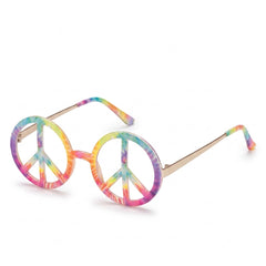 Colorful Tie-Dye Hippie Peace Sign Glasses