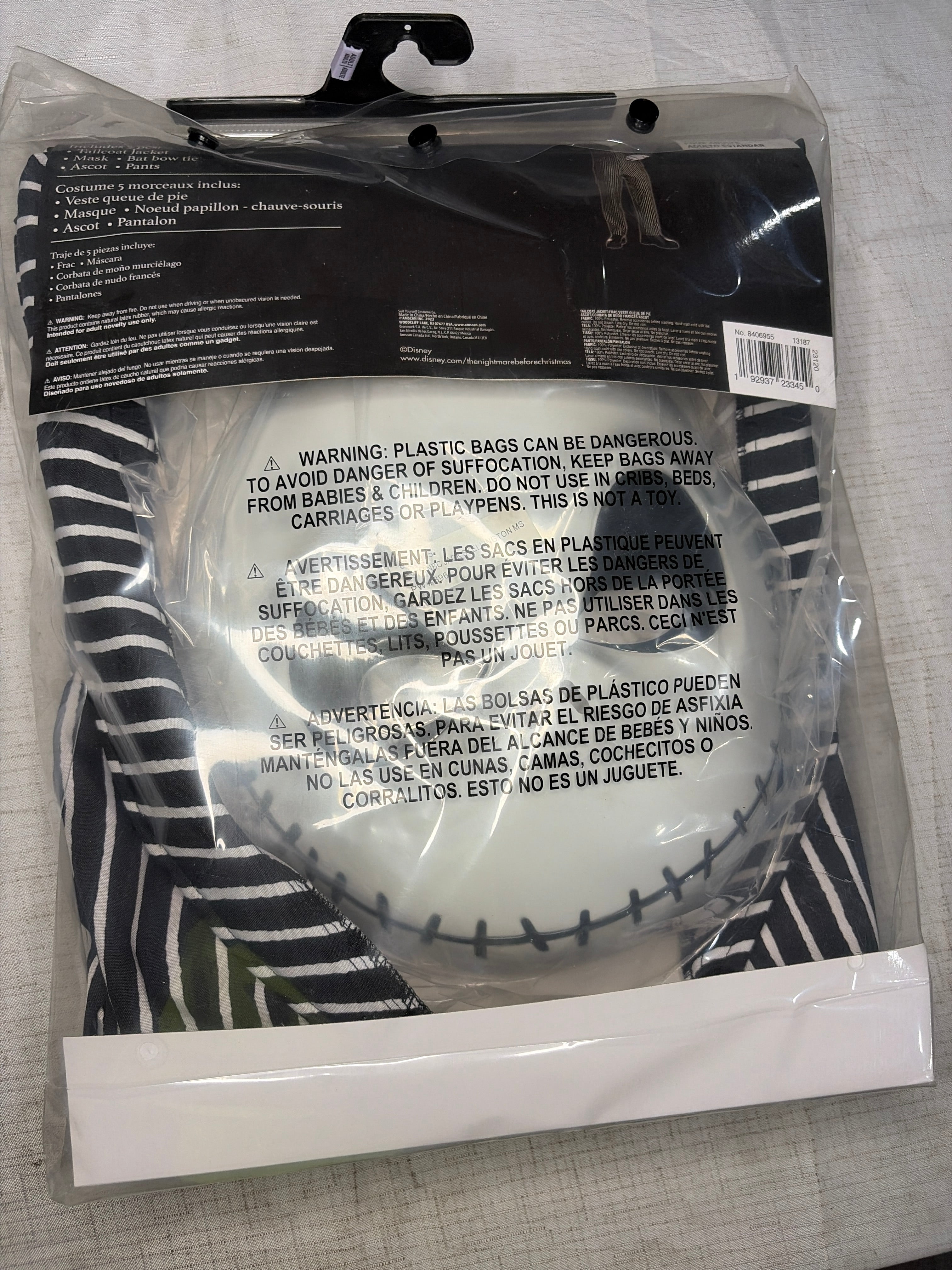 Jack Skellington Adult Men's Costume - Adult Standard (Up to Size 44)