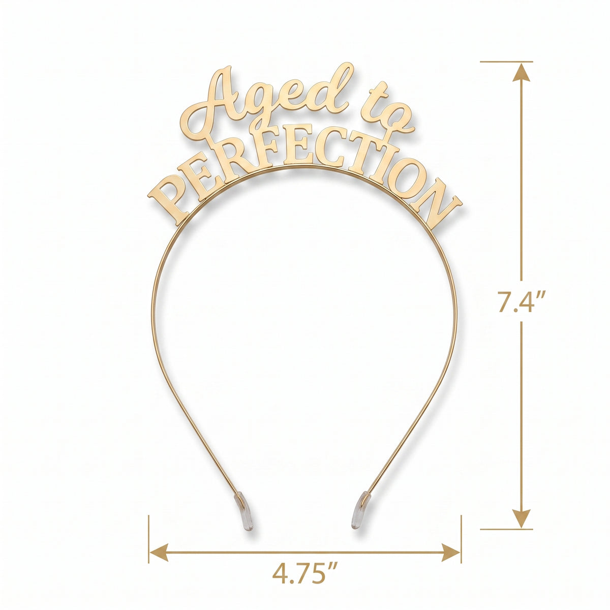"Aged to Perfection" Golden Metal Headband for Birthdays