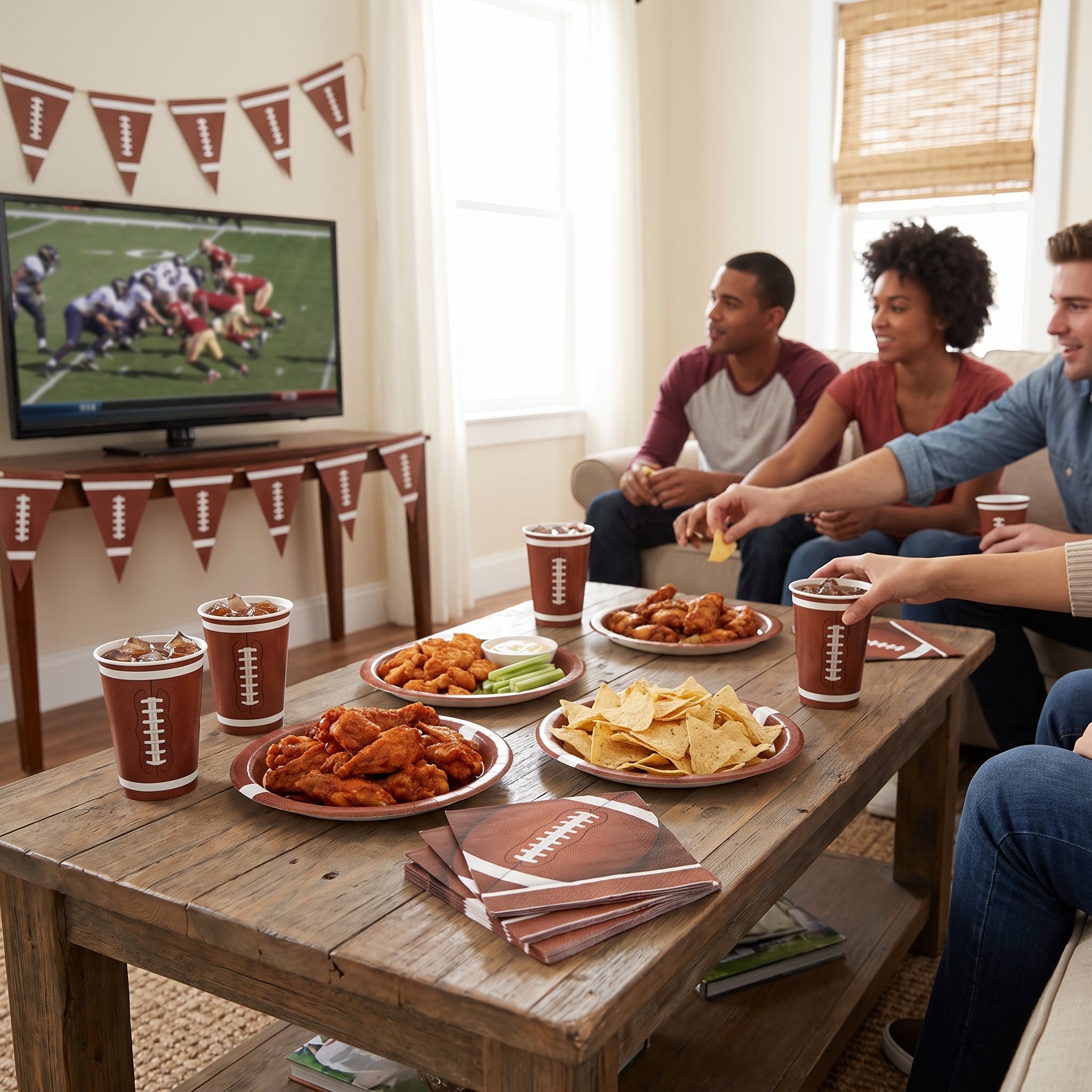 Game Day Football Party Tableware Kit - For 8 Guests