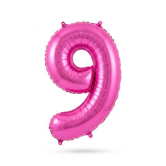 Bright Pink Number 9 Foil Balloon