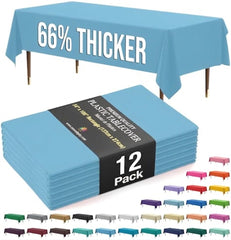 Premium Sky Blue Plastic Table Covers | 12 Pack | 54 in. x 108 in.