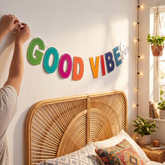 "Good Vibes" 70s Retro Letter Banner Decoration