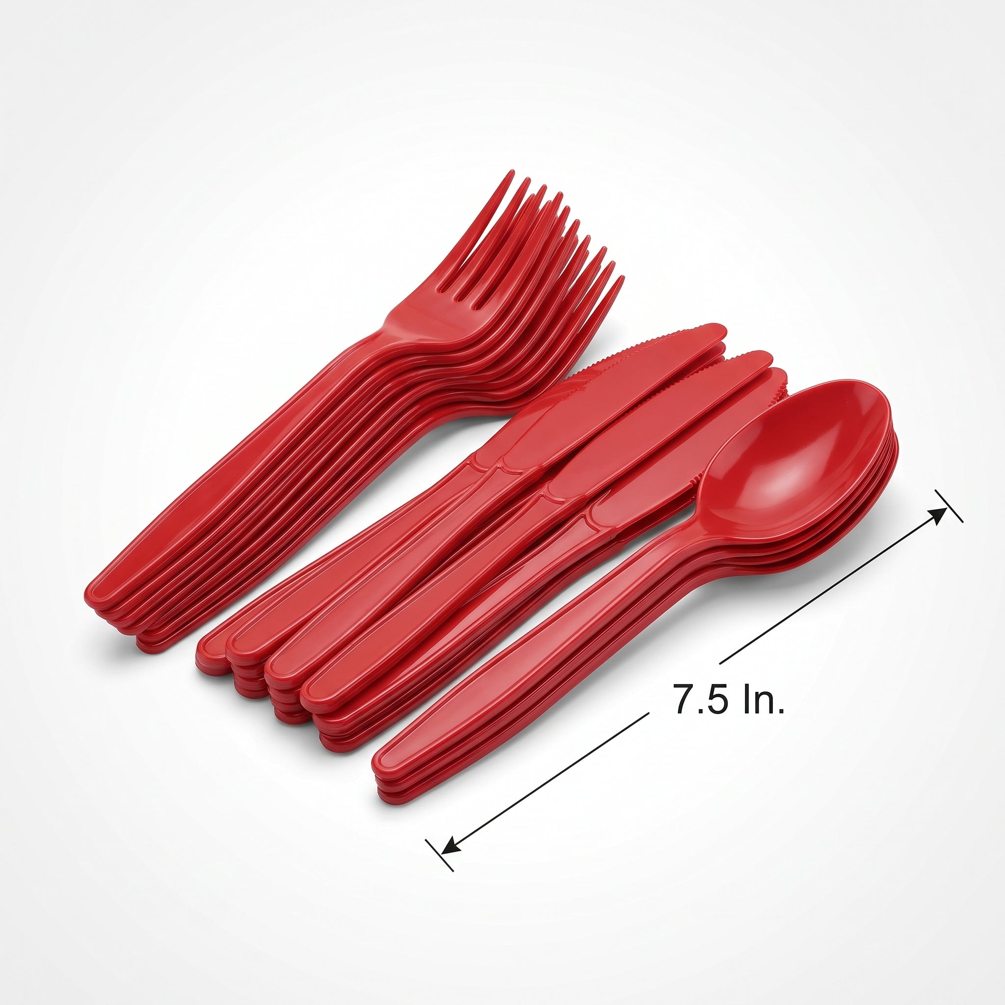 Apple Red Assorted Plastic Cutlery Set - 24 Pieces - 7.5 in.