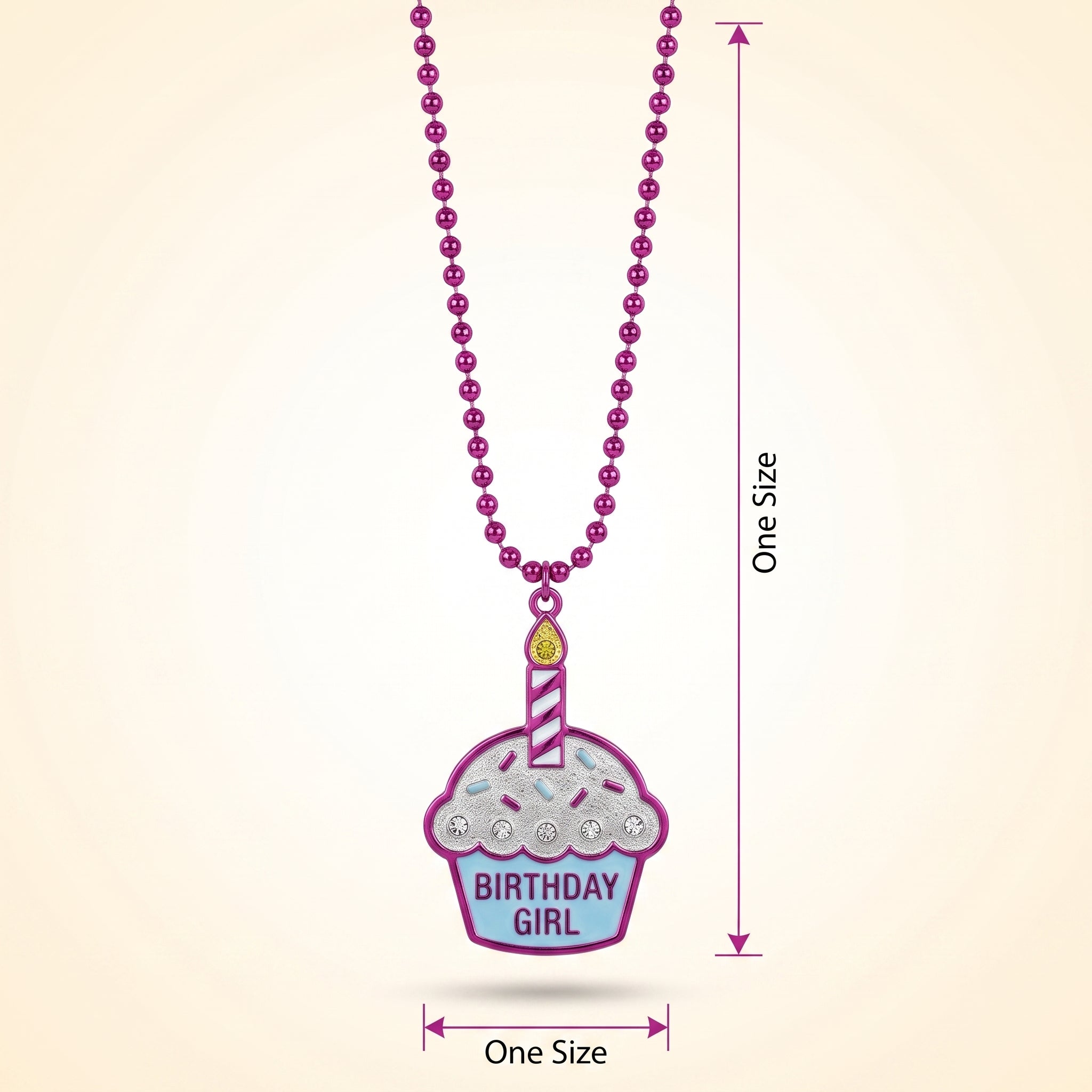 "Birthday Girl" Cupcake Bling Bead Necklace