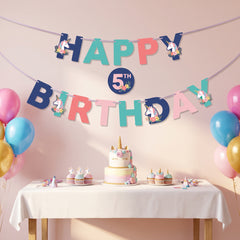Unicorn Wishes Birthday Banner - Customizable Age