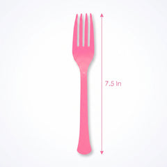 Bright Pink Plastic Forks - 50 Count