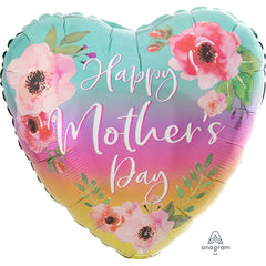 Flowers & Ombre Mother's Day Heart Foil Balloon - 28"