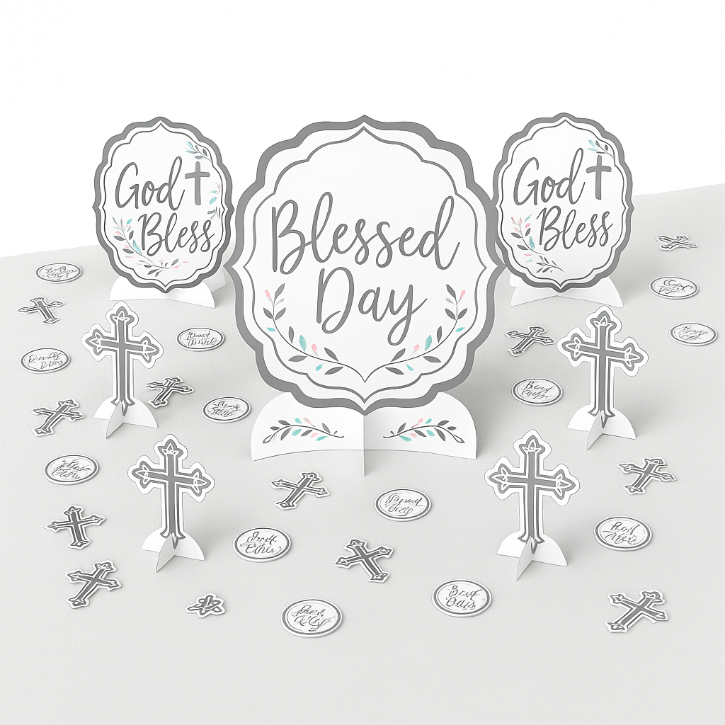 Silver Cross Religious Table Decorating Kit for Holy Days