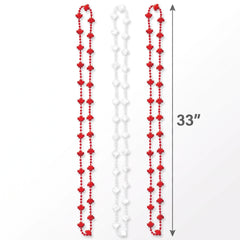 Canada Day Maple Leaf Bead Necklaces, Red & White, 3-Pack