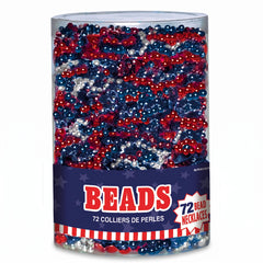 Patriotic Red, White & Blue Bead Necklaces - 50 Pack