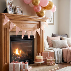 Rose Gold Mini Sparkle Paper Pennant Banner