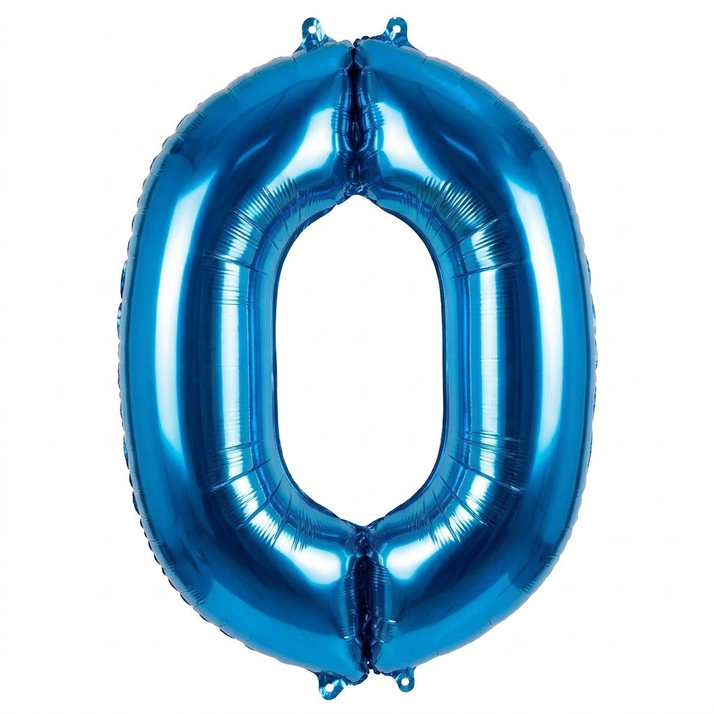 Blue Number "0" SuperShape Foil Balloon | 34"