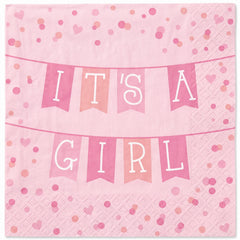 It's a Girl Baby Shower Beverage Napkins - 5 In. X 5 In.