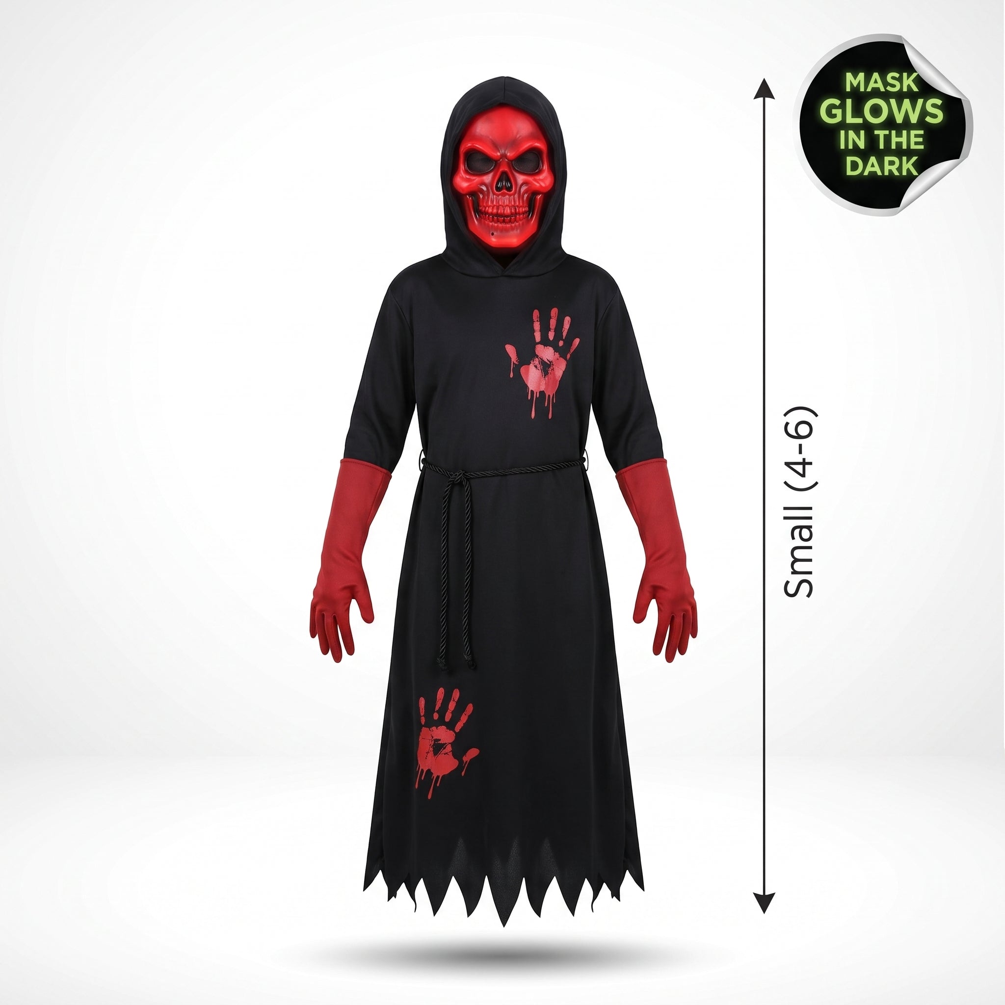 Kids' Hooded Horror Skeleton Halloween Costume