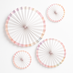 White Paper Parasol Fans with Iridescent Edges