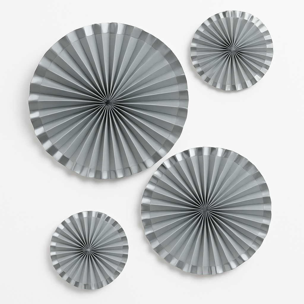 Elegant Silver Paper Parasol Fans