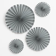 Elegant Silver Paper Parasol Fans