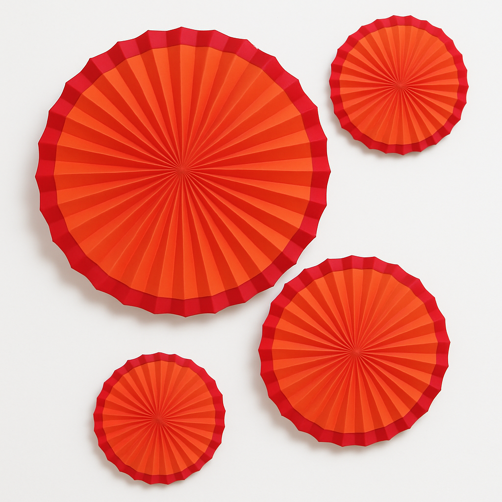 Vibrant Red Paper Parasol Fans
