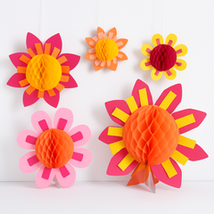 70's Summer Throwback Honeycomb Hanging D√©cor - 5 Piece Set