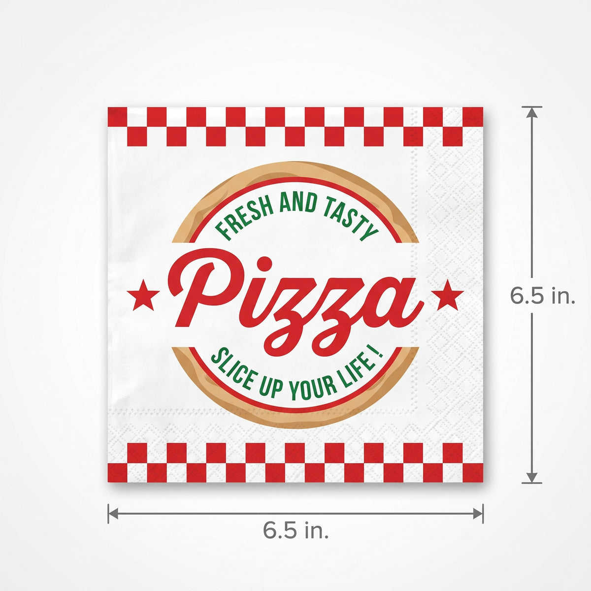 "Fresh and Tasty" Pizza Party Luncheon Napkins - 6.5 In. x 6.5 In. - 16 Pack