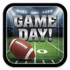 Go Fight Win Football Square Paper Plates, 18-Pack