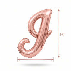 Rose Gold Cursive Letter "I" Foil Balloon - 8-Inch Air-Filled