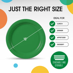 10 In. Emerald Green Paper Plates | 100 Count