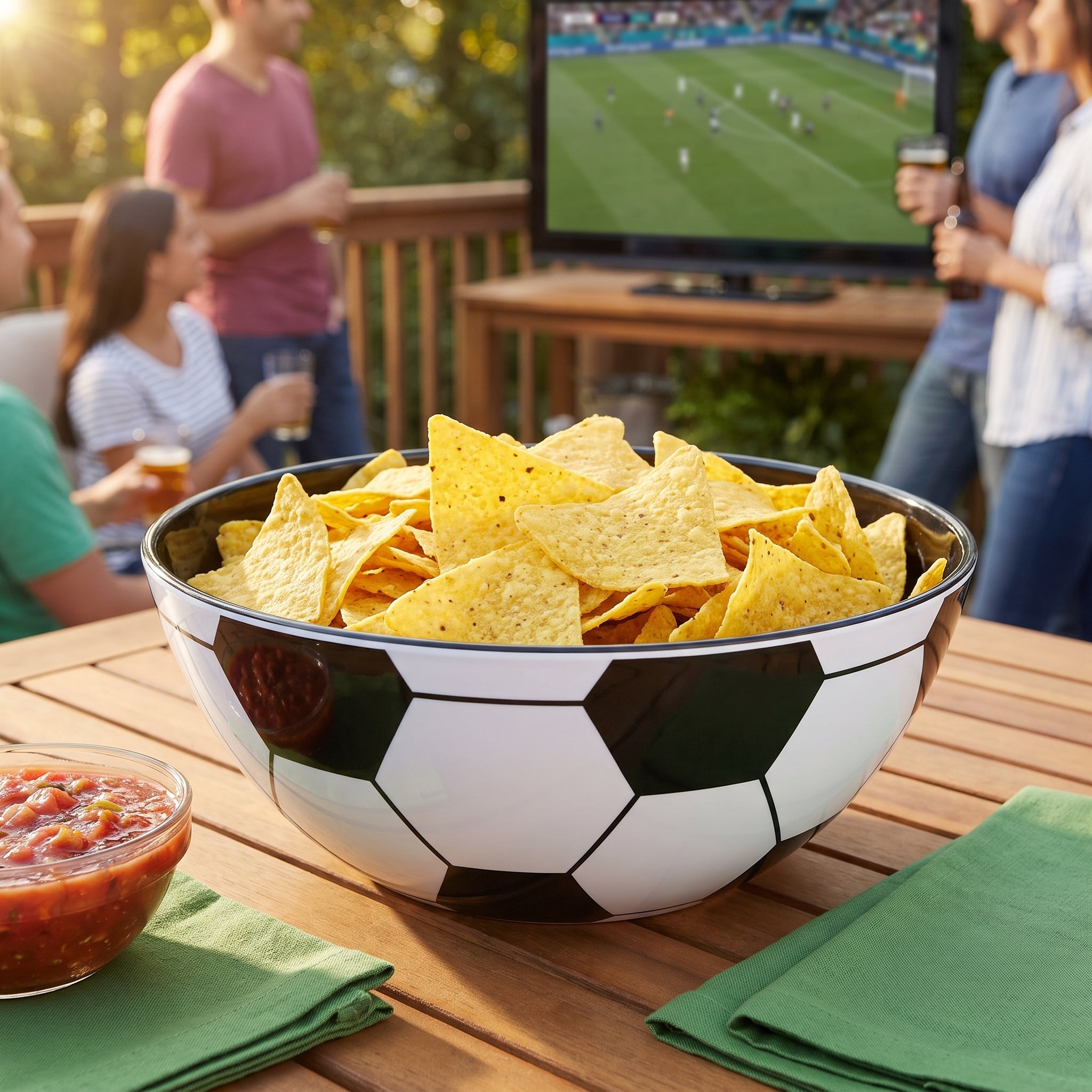 Soccer Ball Design Melamine Serving Bowl - 13" Reusable Sports Party Serveware