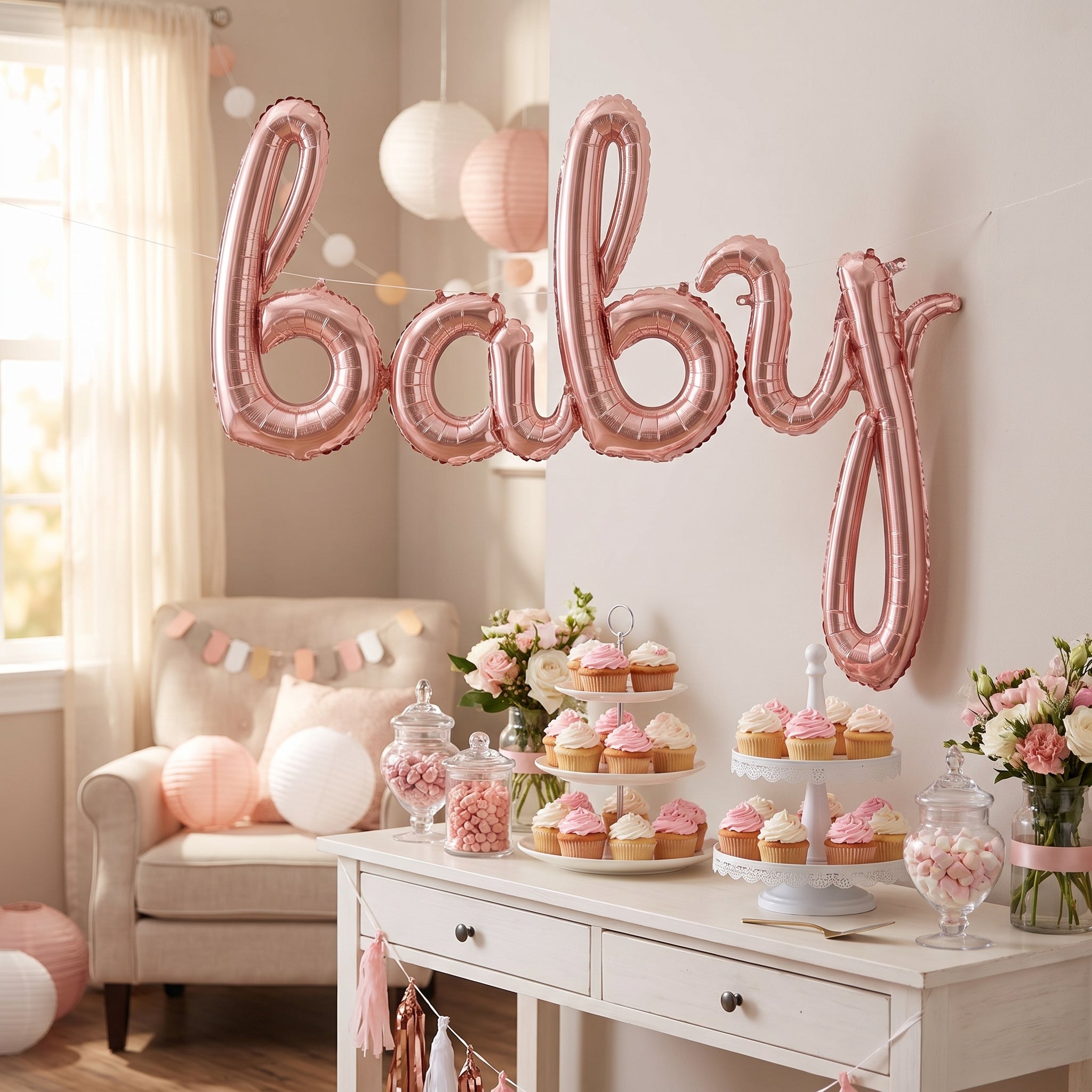 Rose Gold Script Letter Balloon - 'Y' 8-Inch Foil, Air-Filled